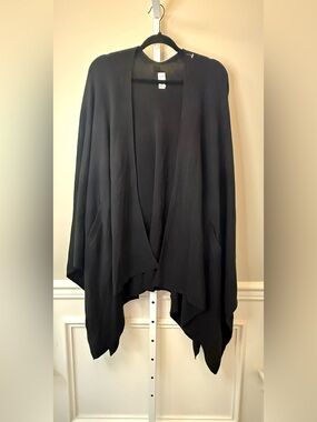 Zestt Black Open Front Shrug Cardigan One Size Draped Lightweight Wrap